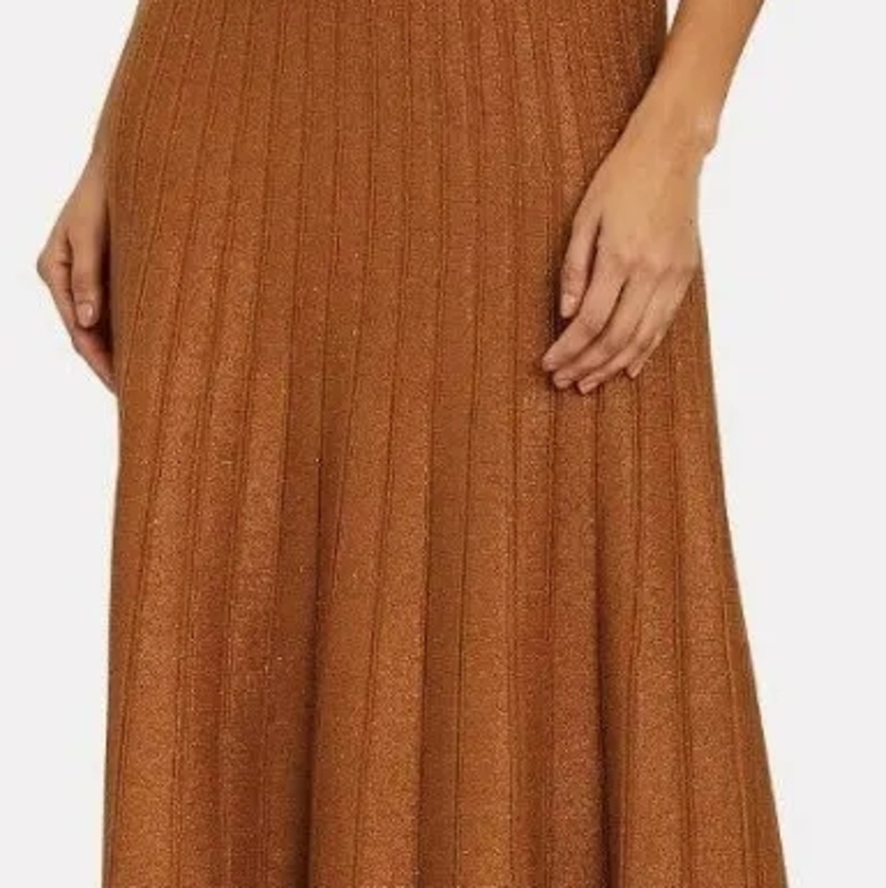 Ronny Kobo Collection Bronze Ribbed Midi Skirt